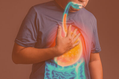 The damages caused by acid in the oesophagus