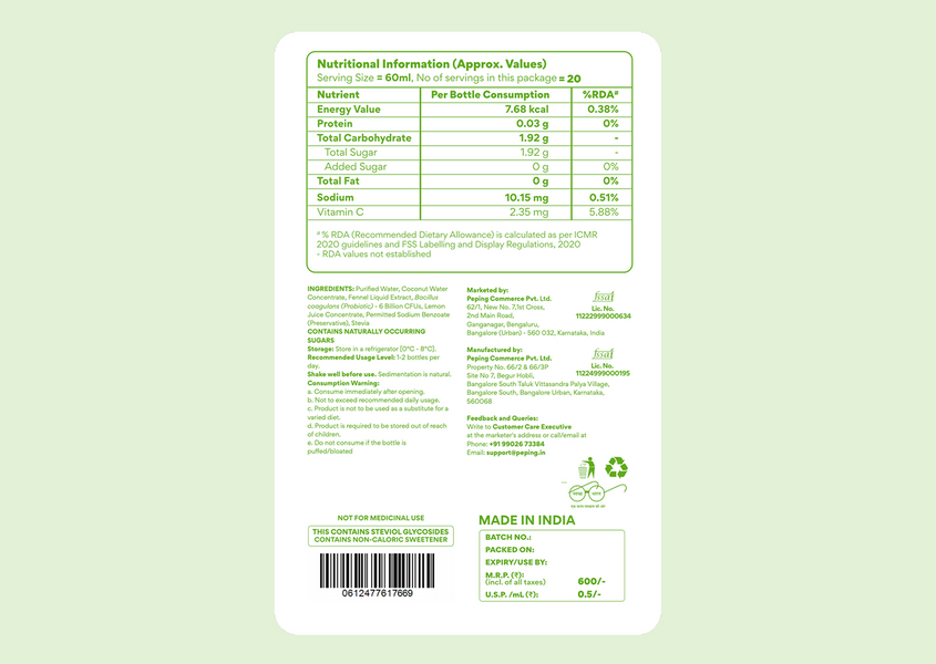 Probiotic Shot Fennel Coconut